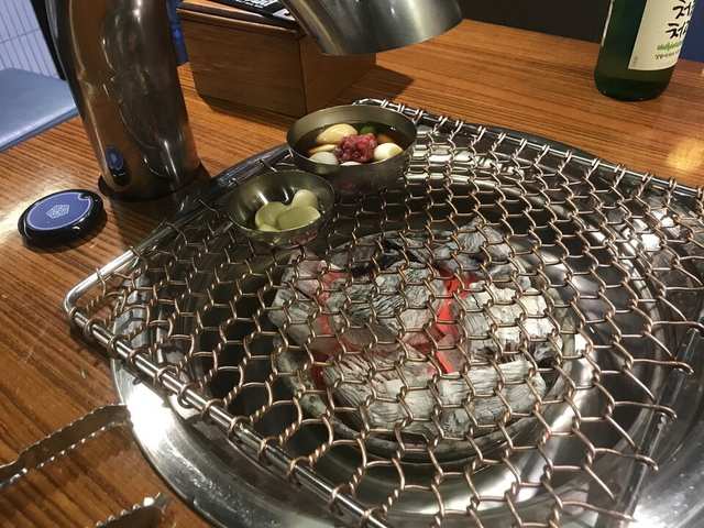 A Korean barbecue table grill