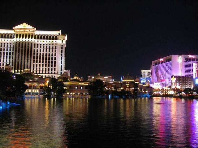 Caesars Palace and Ballys Las Vegas, As Seen from Bellagio, Las Vegas, Nevada