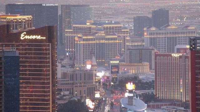 Nevada - Las Vegas- THE STRIP - view from Stratosphere Tower - the twilight is followed by a night full of neo