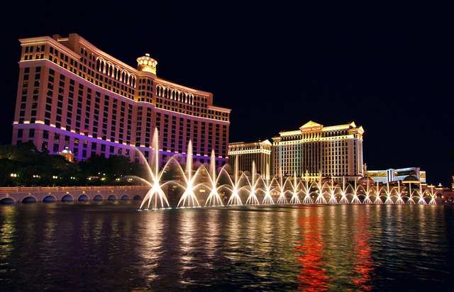 The Fountains of Bellagio at night